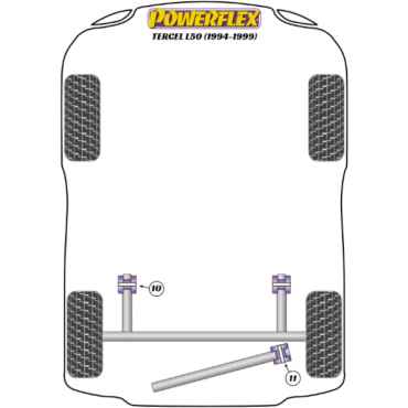 Powerflex Buchsen Achse zu Karosserie HA für Toyota Tercel L50 (1994-1999)