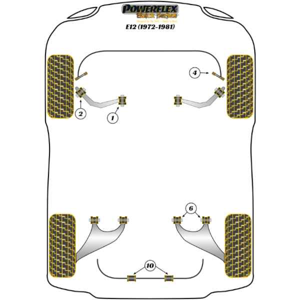 Powerflex Buchsen Verbindungsstange Stabilisator vorne für BMW E12 (1972-1981) Black Series