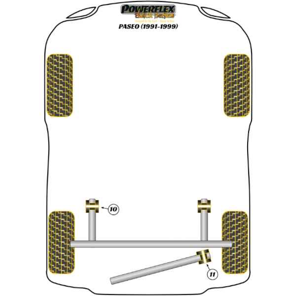 Powerflex Buchsen Achse zu Karosserie HA für Toyota Paseo (1991-1999) Black Series