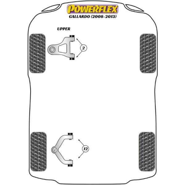 Powerflex Buchsen Querlenker hinten oben für Lamborghini Gallardo LP560-4 (2008-2013)