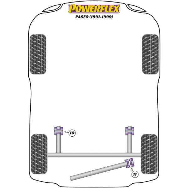 Powerflex Buchsen Achse zu Karosserie HA für Toyota Paseo (1991-1999)